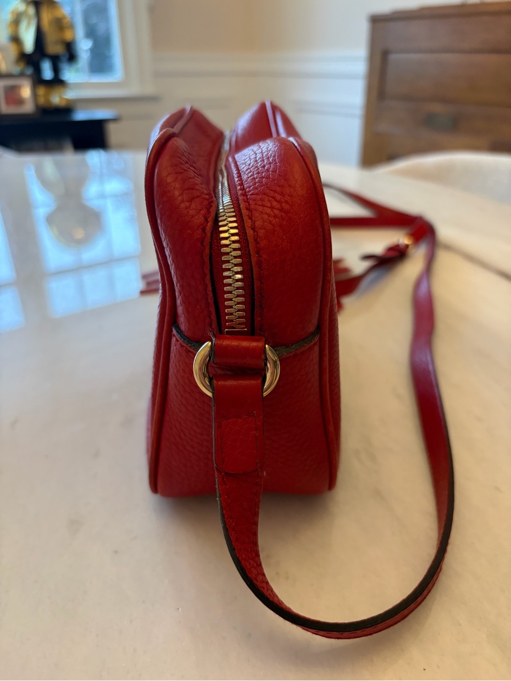Gucci Red Pebbled Leather Crossbody with Tassel - Picture 3 of 12